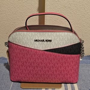 Michael Kors Pink, Black, and White Crossbody Bag